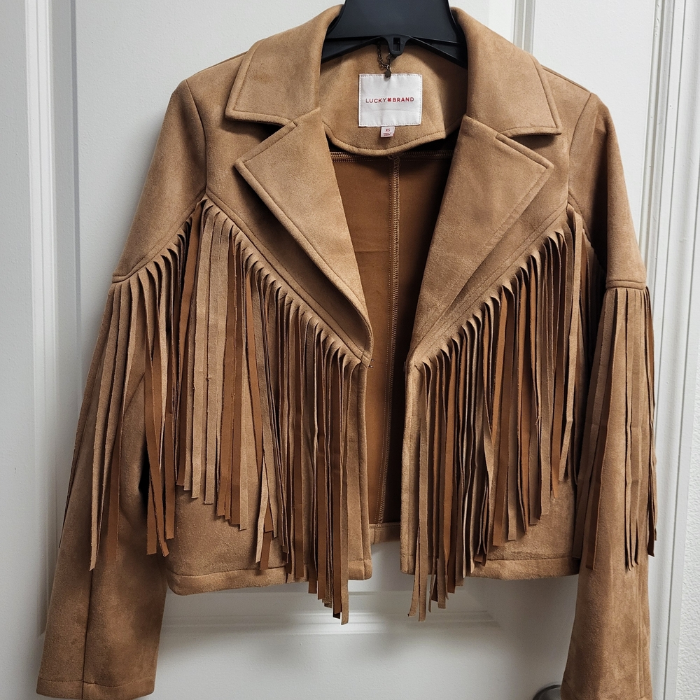 Lucky Brand Brown Fringe Leather Jacket
